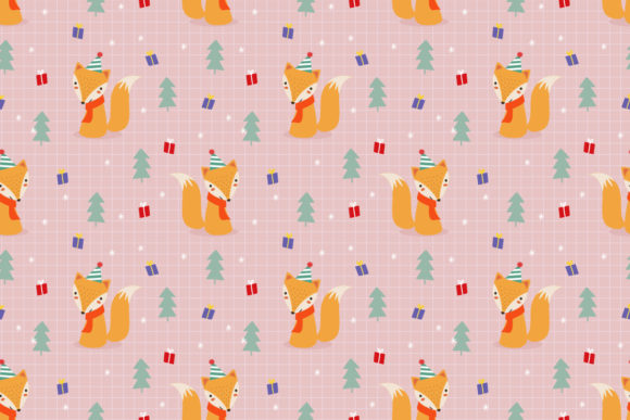 Download Lovely Fox in Christmas Theme Seamless - Premium Resources