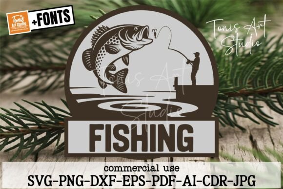 Download Fishing Monogram Svg, Bass Fishing Laser - Premium Resources