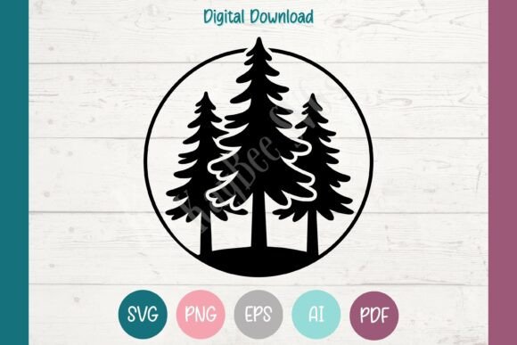 Download Three Pine Trees SVG PNG EPS AI PDF - Three Collection