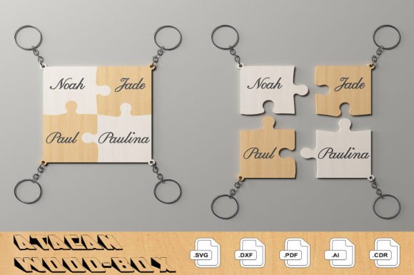 Download Family Puzzle Keychain Vector Cut Files - Vector cut files Collection