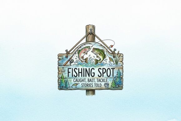 Download Fishing Sign with Trout Bait Tackle - Fishing sign Collection