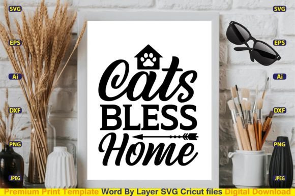 Download Cats Bless Home SVG Vector Cut Files - Vector cut files Collection