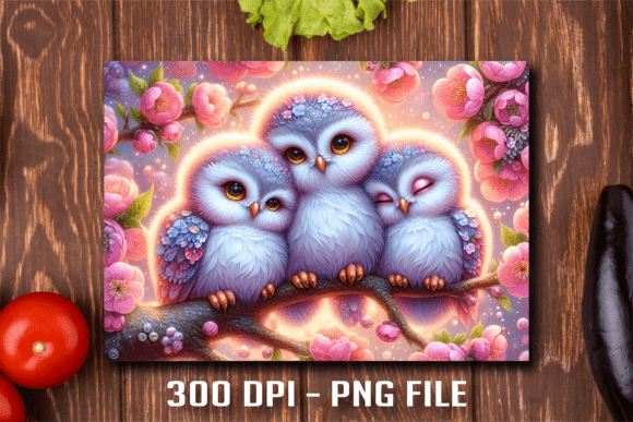Download Three Cute Baby Owls Cutting Board Png - Three Collection