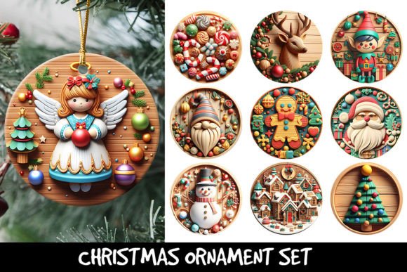 Download Christmas Wood Art Ornament Set #1 - Wood art Collection